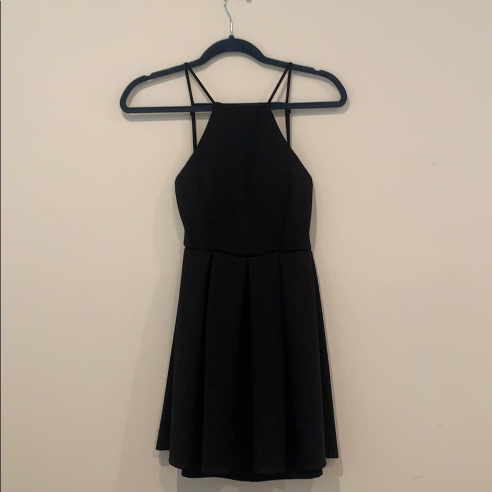 B Darlin Black High- Neck Backless Dress